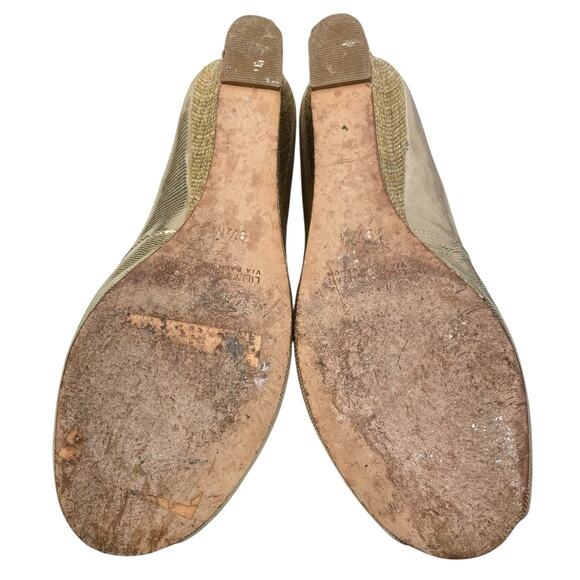 Lilly Pulitzer Women’s Resort Gold Open Toe Wedge Size US 9.5 - Picture 9 of 11